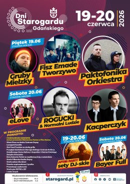 Starogard Gdański Wydarzenie Koncert Aras & Emaiks, Gruby Mielzky, FISZ EMADE TWORZYWO, PAKTOFONIKA ORKIESTRA, ELOVE, ROGUCKI & NORMALNI 